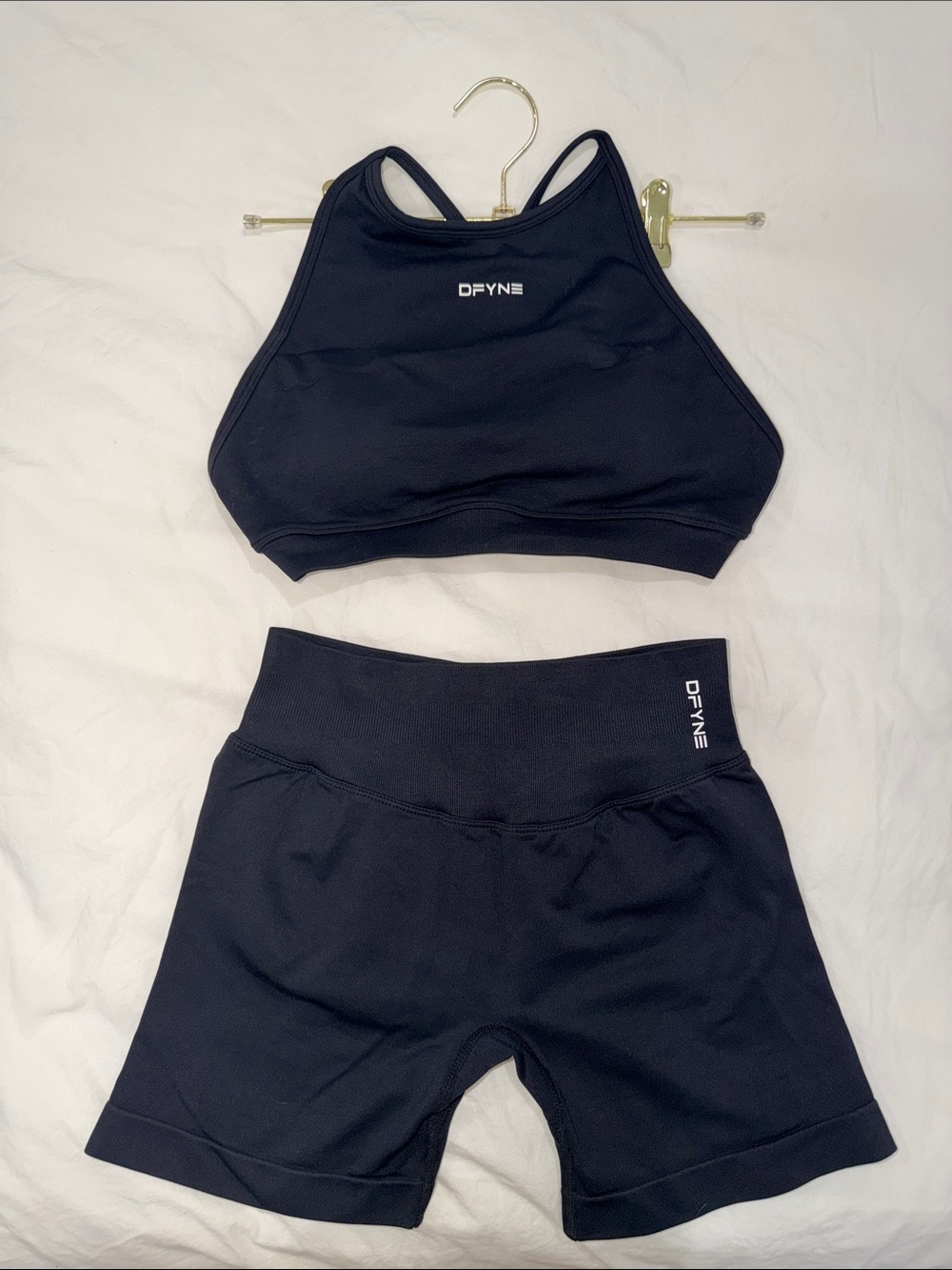 Dfyne Impact Shorts and High neck backless sports bra